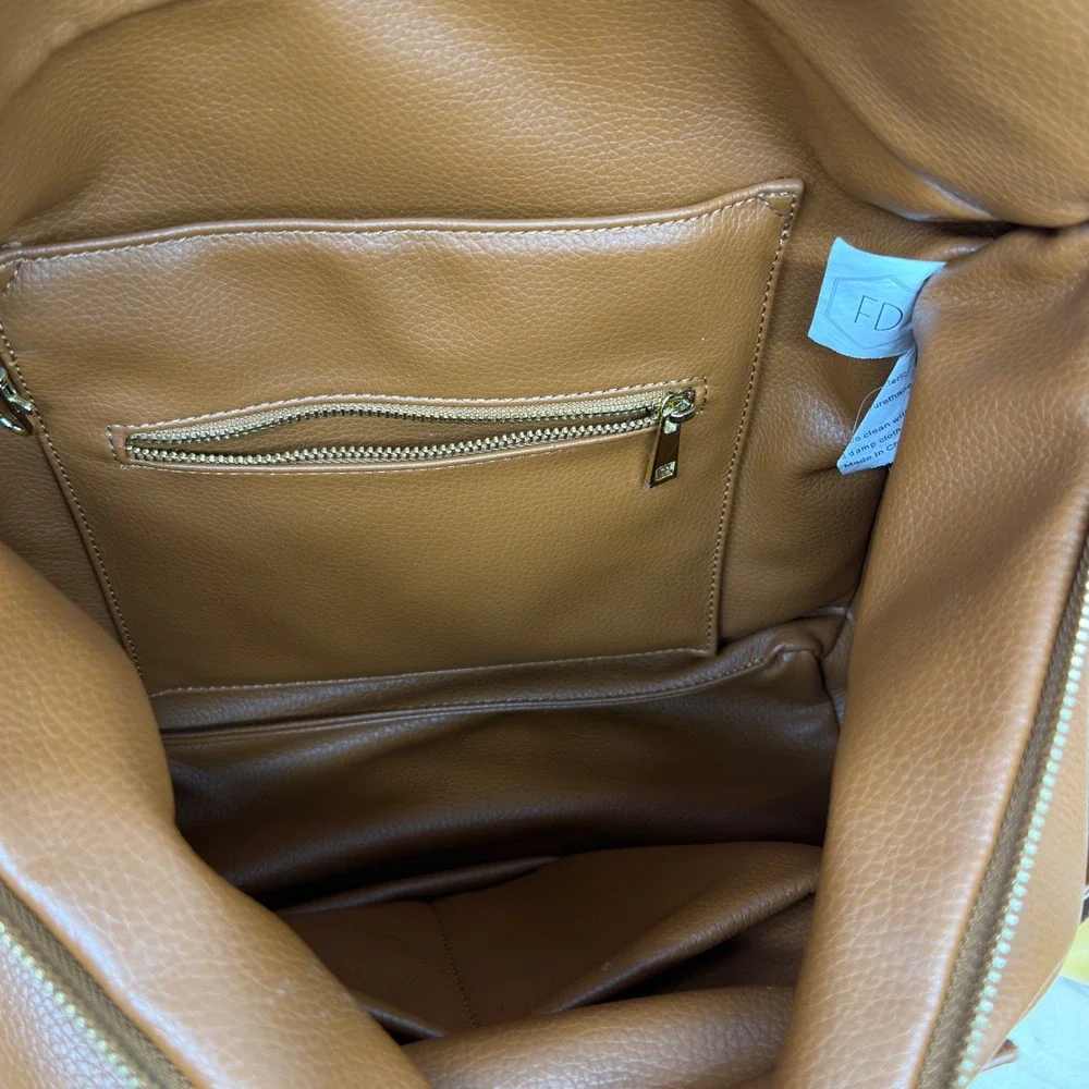 Fawn Design Large Diaper Bag‎ Backpack Cognac Vegan Leather Convertible